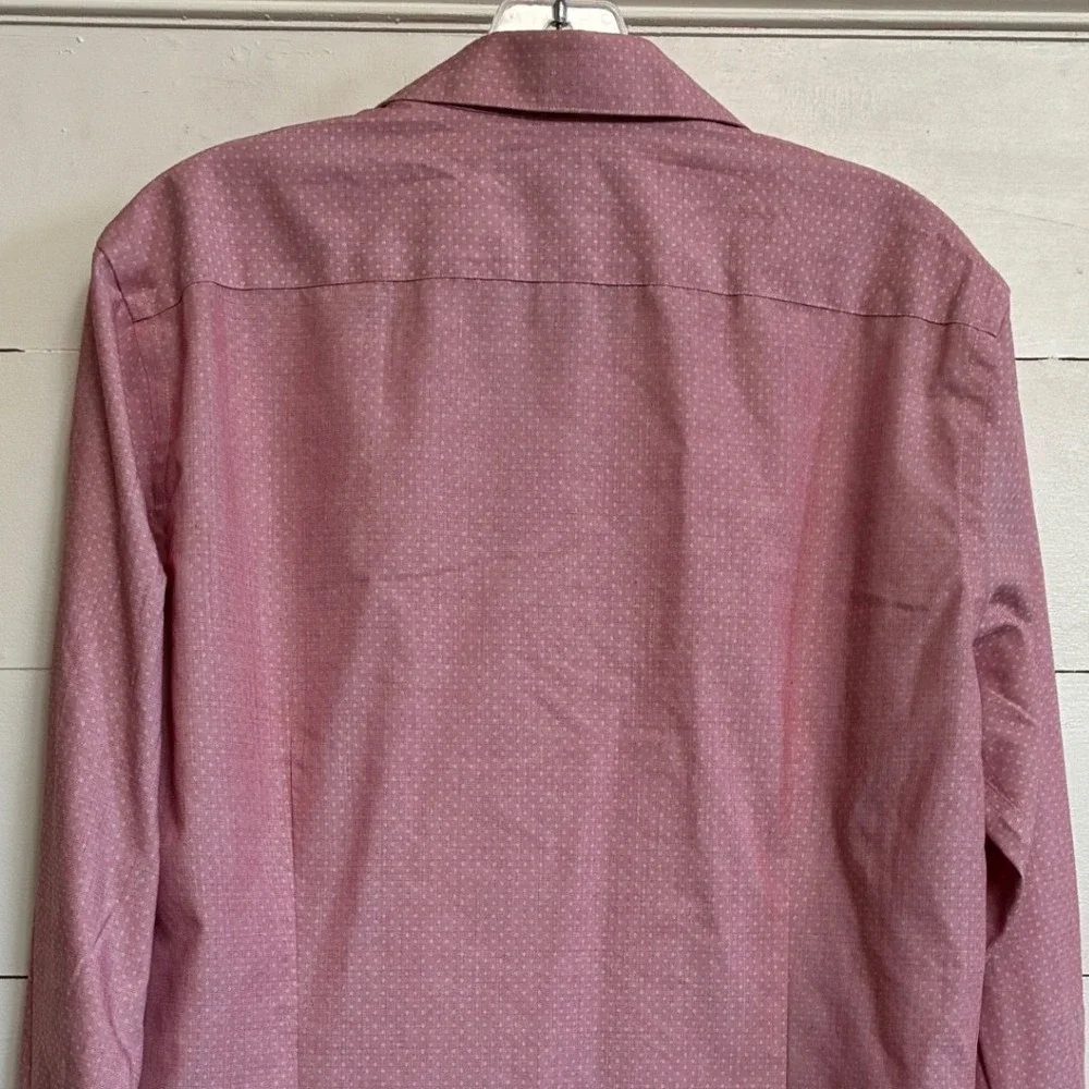 Banana Republic Mens M Pink Micro Dot Non Iron Slim Fit Button Down Shirt